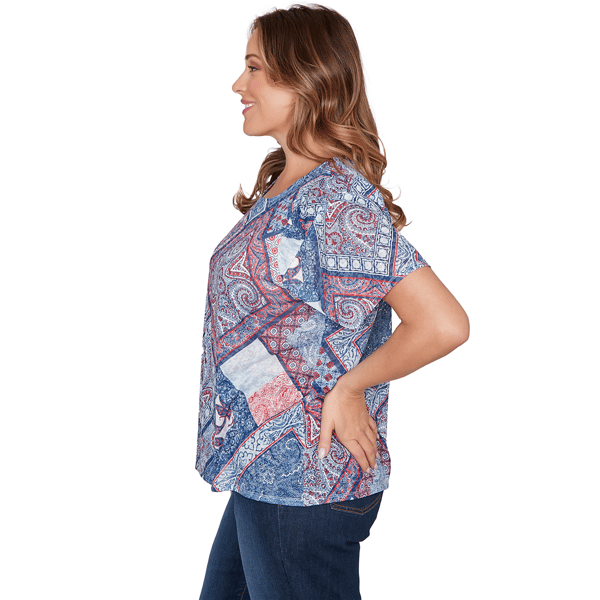 Plus Size Ruby Rd. French Riviera Short Sleeve Patchwork Tee