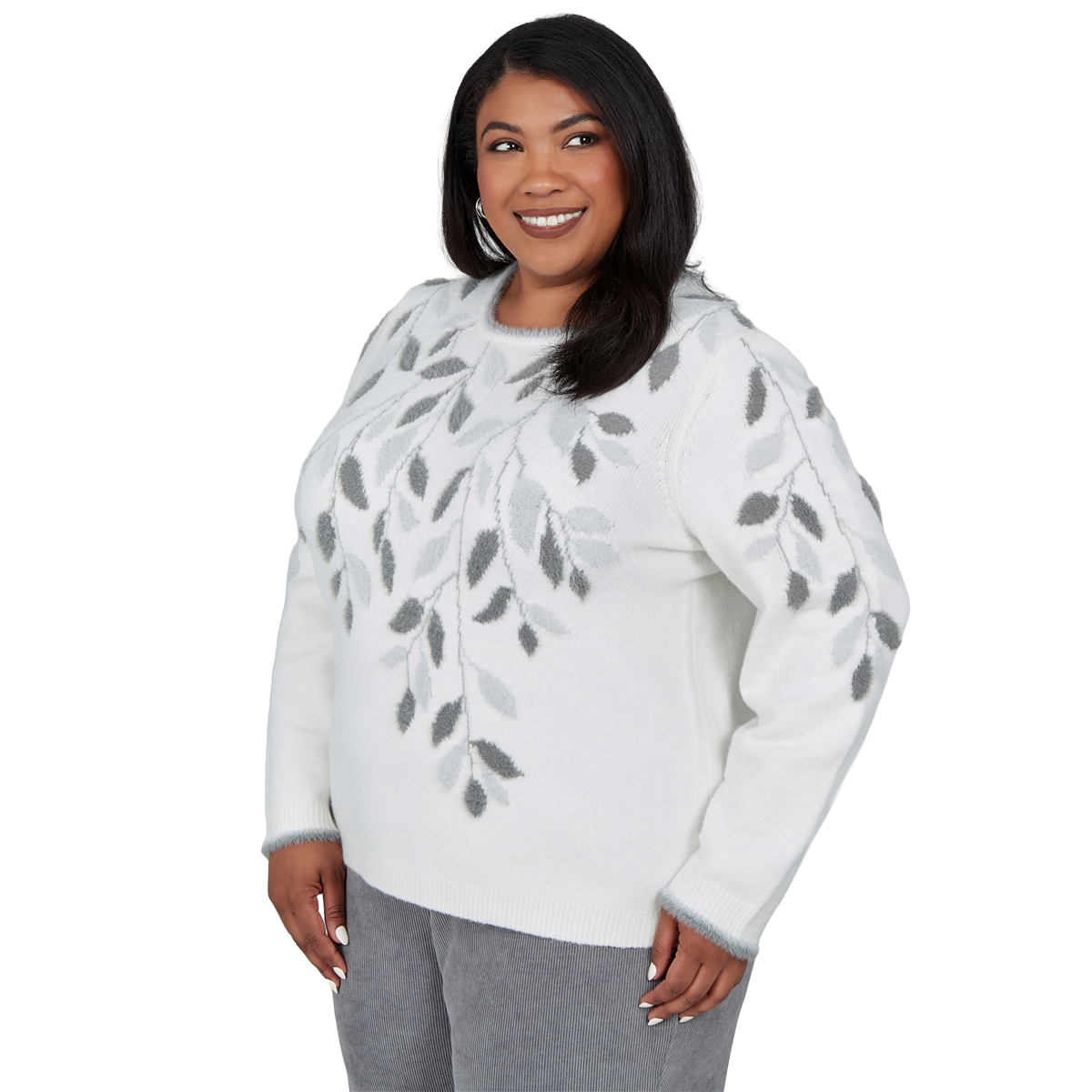 Plus Size Alfred Dunner Vail Falling Winter Leaves Sweater