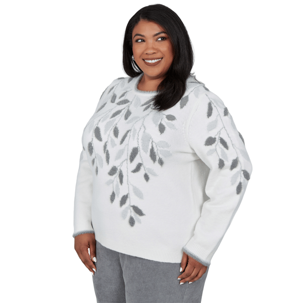 Plus Size Alfred Dunner Vail Falling Winter Leaves Sweater