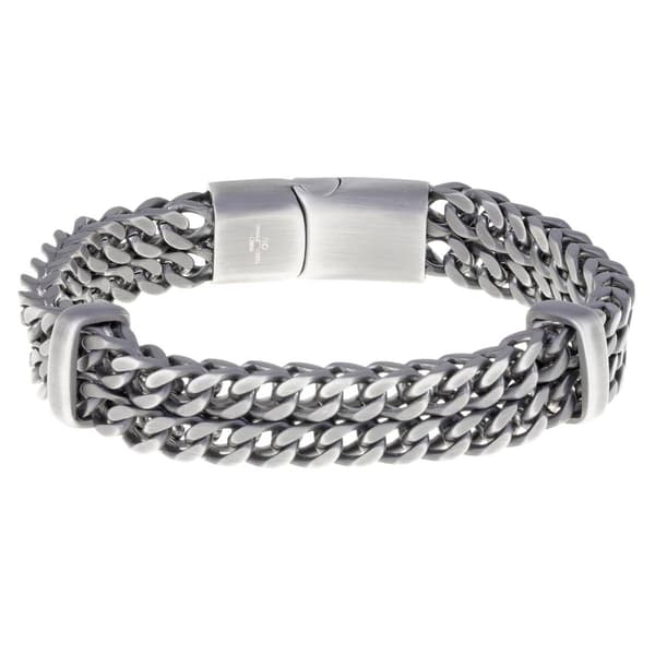 Mens Lynx Stainless Steel Double Row Bracelet - image 