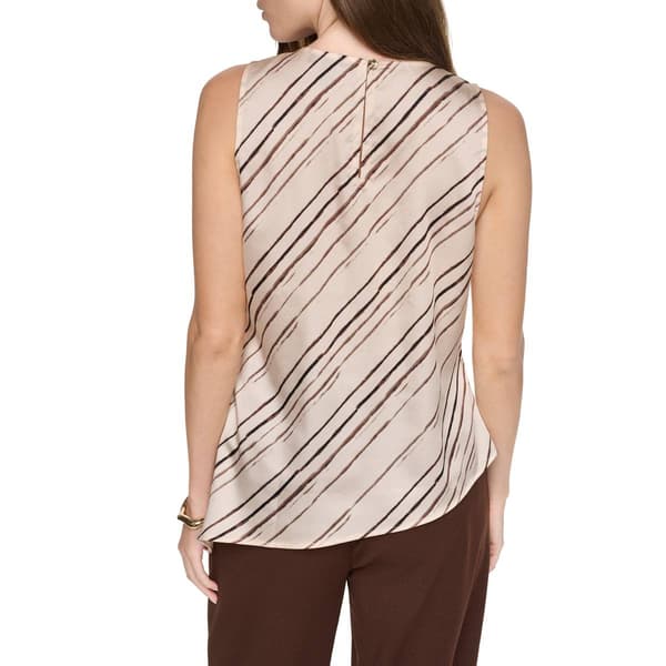 Womens Halston Sleeveless Asymmetrical Hem Diagonal Stripe Blouse