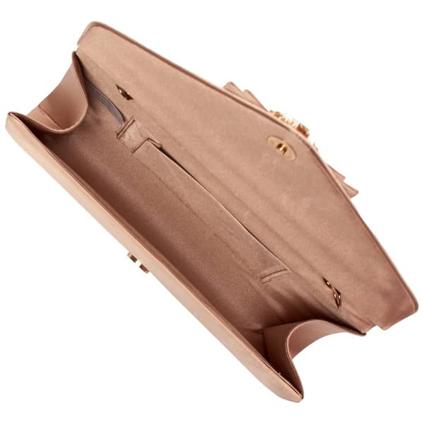 Sasha Pearl Brooch On Bow Clutch with Chain