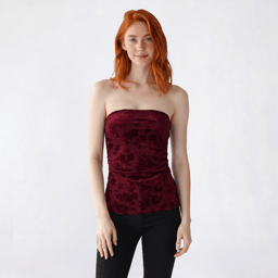 Juniors Madden Girl Burnout Velvet Ruched Side Slit Tube Top