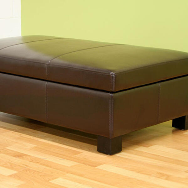 Baxton Studio Gallo Dark Brown Leather Storage Ottoman - image 