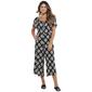 Womens Luxology Short Sleeve Square Neck Print Challis Jumpsuit - image 1