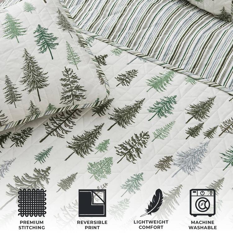 FreshFolds 3pc. Forest Reversible Microfiber Quilt Set