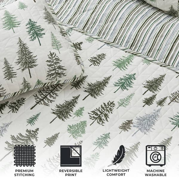 FreshFolds 3pc. Forest Reversible Microfiber Quilt Set
