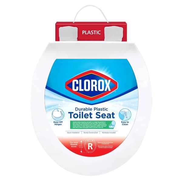 Clorox Antimicrobial Plastic Round Toilet Seat - image 
