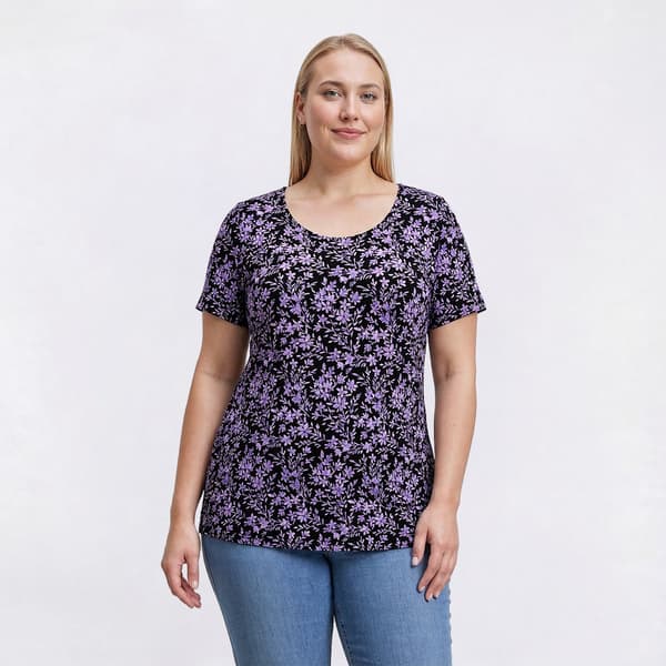 Plus Size Preswick & Moore(R) Tonal Floral Tunic Tee - image 