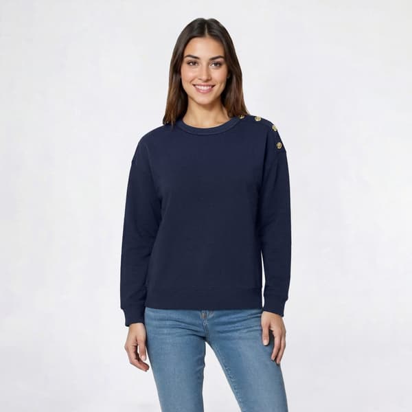 Petite Architect(R) Long Sleeve Button Shoulder Sweatshirt - image 