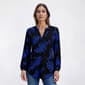Petite Anne Klein Split Neck Floral Leaf Blouse - image 2