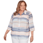 Plus Size Alfred Dunner Port Side Stripe Button Front Blouse - image 1