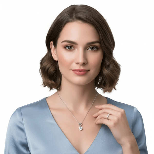 Saffron 1ctw. Moissanite Diamond Heart Drop Pendant Necklace