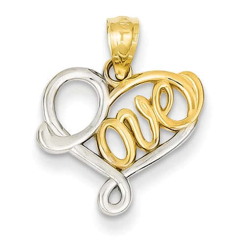 Gold Classics&#40;tm&#41; 14kt. Gold & Rhodium Love Pendant - image 