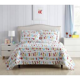 Spirit Linen Home(tm) Holiday Colorful Christmas Quilt Set