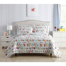 Spirit Linen Home&#40;tm&#41; Holiday Colorful Christmas Quilt Set
