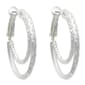 Freedom Silver-Tone Clutchless Double Textured Hoop Earrings - image 1