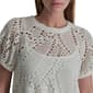 Womens DKNY Sport Short Elastic Sleeve Crochet Leaf Blouse - image 4
