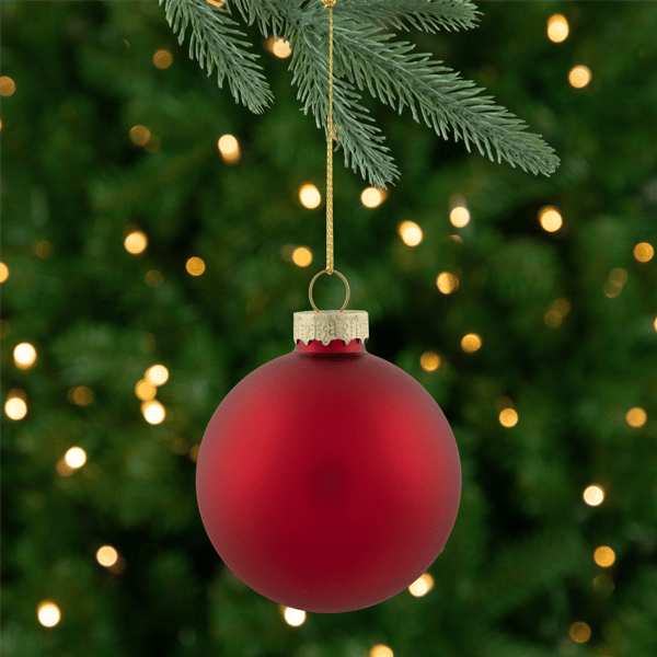 Northlight 9ct. Apple Red 2-Finish Glass Christmas Ornaments - image 
