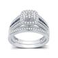 Loveblooms&#40;tm&#41; 3/8cttw. Diamond & Blue Sapphire Cushion Bridal Set - image 1