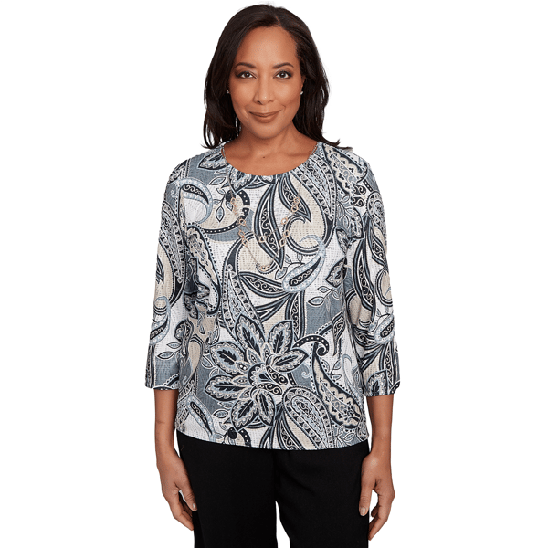 Womens Alfred Dunner Santa Barbara Reversible Paisley Top With N