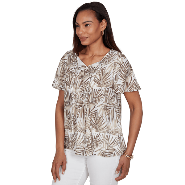 Womens Emaline Verde Grove II Short Sleeve Tie Neck Blouse