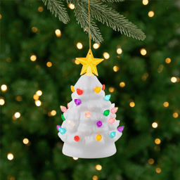 Northlight Mini LED Retro White Christmas Tree with Star Ornament