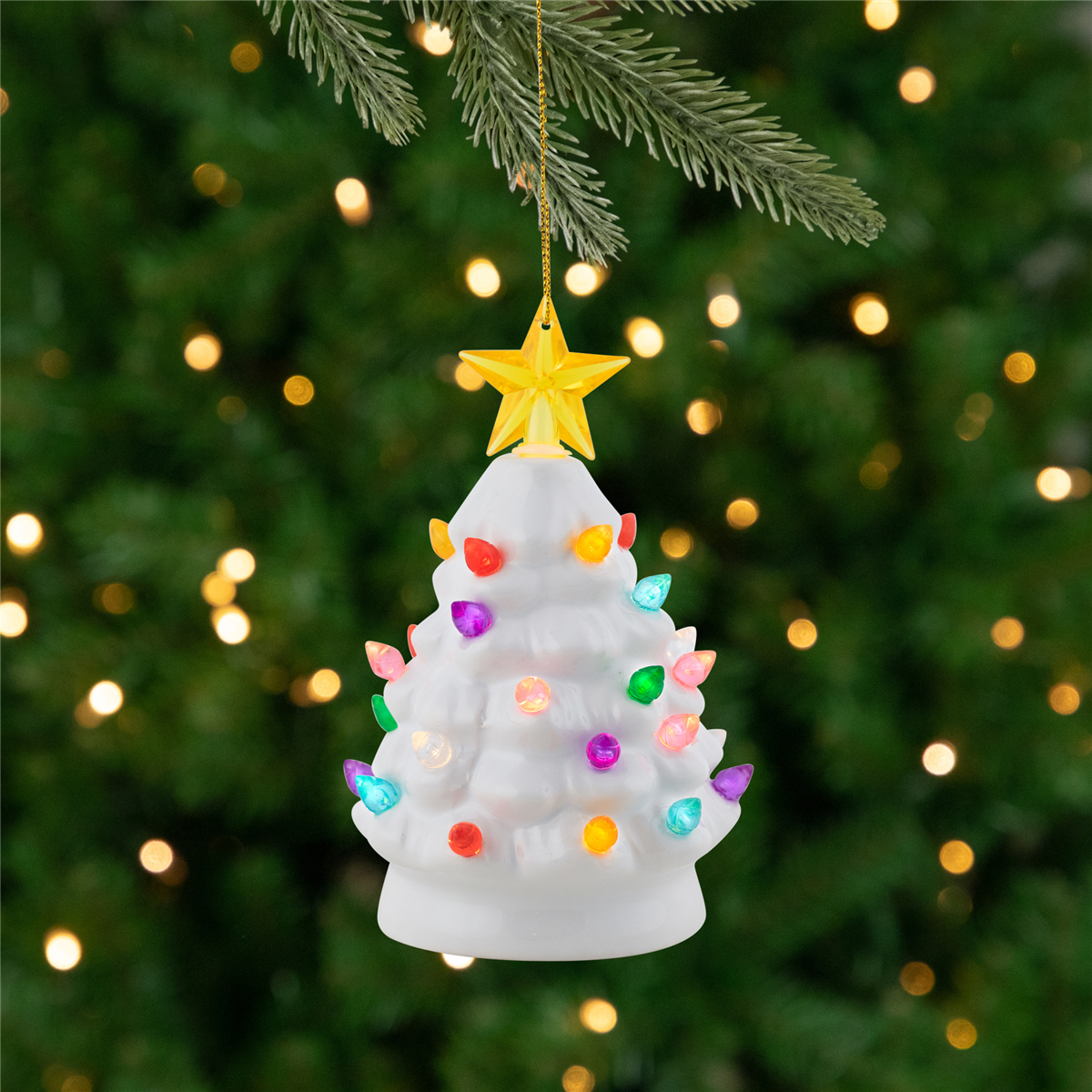 Northlight Mini LED Retro White Christmas Tree with Star Ornament