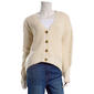 Juniors Pink Rose Shaker Stitch V-Neck Button Front Cardigan - image 1