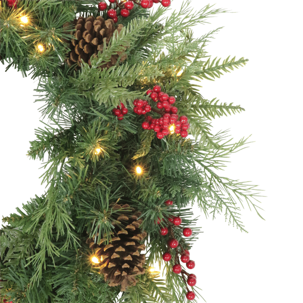 Puleo International Pre-Lit Warm White Adorned Wreath