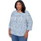 Plus Size Alfred Dunner Austin Spliced Stripe Blouse w/ Necklace - image 3