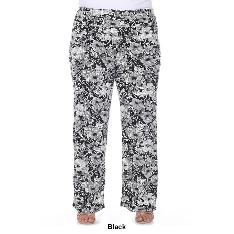 Plus Size White Mark Floral Paisley Palazzo Pants