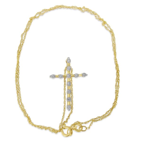 Haus of Brilliance 10kt. Gold Plated Diamond Cross Pendant