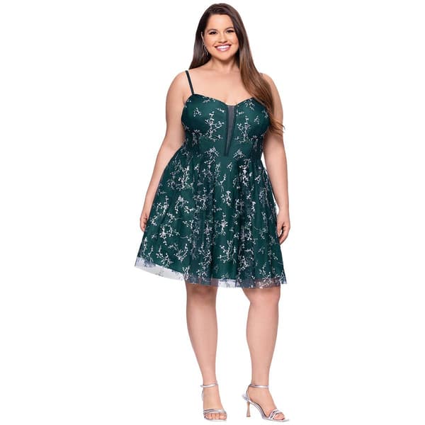 Juniors Plus Blondie Nites Charlie Embroidered Tulle Skater Dress