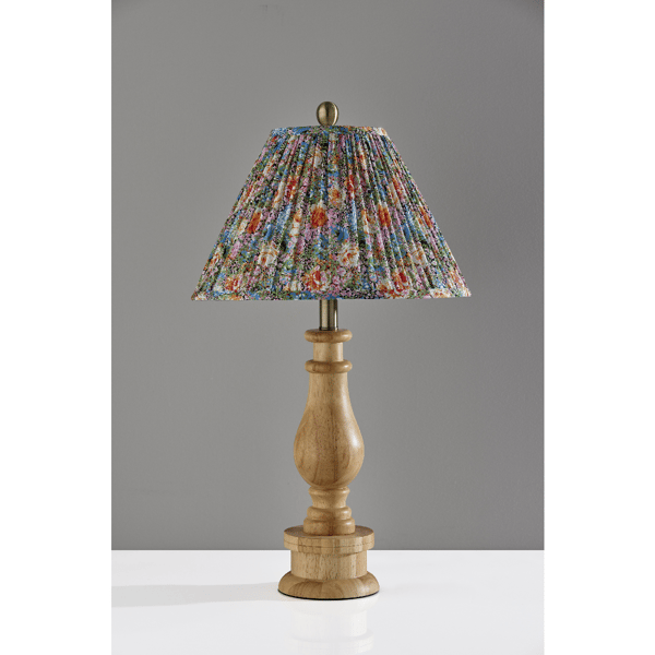 Adesso Faye Tall Table Lamp with Soft Pleated Floral Fabric Shade