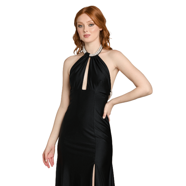 Juniors Morgan &amp; Co. Midnight Halter A-Line Dress