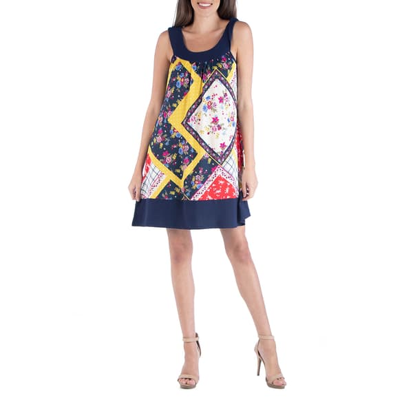 Womens 24/7 Comfort Apparel Patchwork Sleeveless Shift Dress - image 