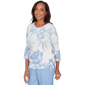 Petite Alfred Dunner Caribbean Blues Side Tie Floral Blouse - image 3