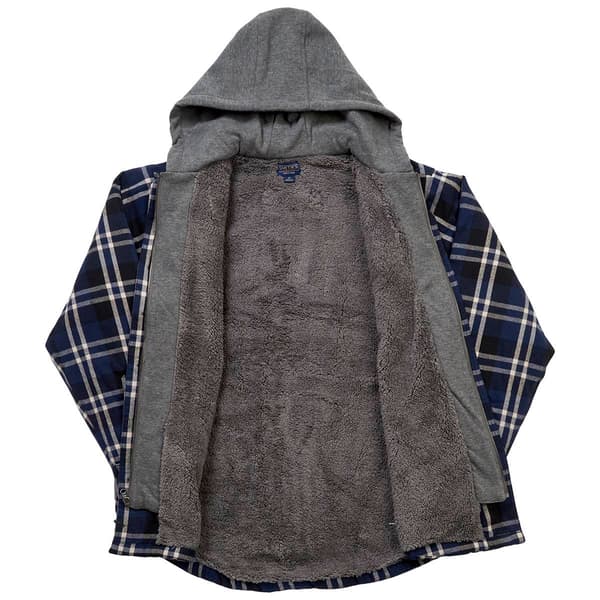 Mens Smith''s Sherpa Lined Flannel Shirt Jacket - Navy/Black