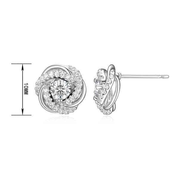 Forever Facets Rhodium Plated April Love Knot Earrings