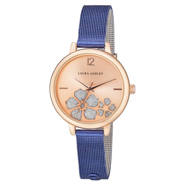 Womens Laura Ashley&#40;R&#41; Sunray Floral Stone Dial Watch - LA2028BL - image 
