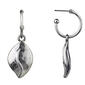 Bella Uno Silver Leaf Drop Hoop Earrings - image 1