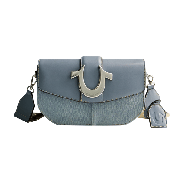 True Religion Denim Saddle Bag With Oversized Horseshoe Logo - image 