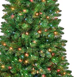 National Tree 6ft Rowan Pencil Slim Tree w/ 250 Multi-Color Light