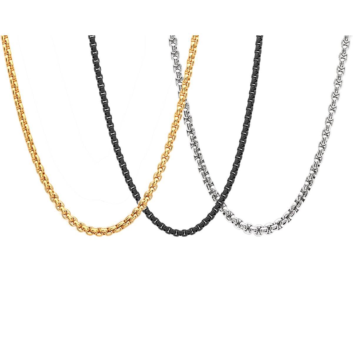 Mens Steeltime 24in. 3pc. Box Chain Necklace Set
