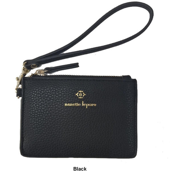 Womens Nanette Lepore Black Solid Small Wristlet Card Case