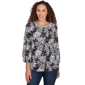 Petite Ruby Rd. Bali Bliss Monotone Palms Side Ruch Blouse - image 1