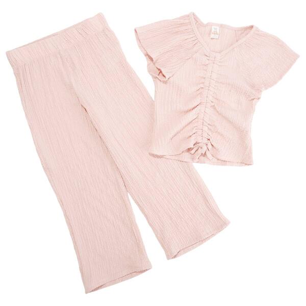 Girls &#40;7-16&#41; Sweet Butterfly Cinch Front Top & Palazzo Pants Set