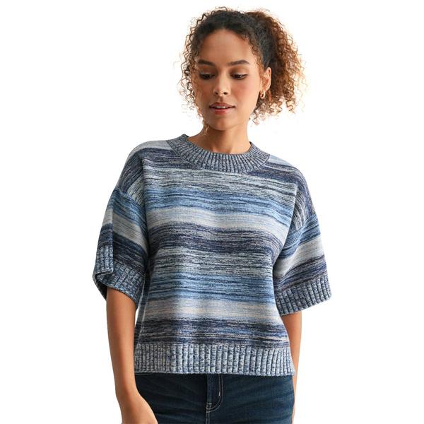 Womens CITY BLUES Elbow Sleeve Broome Melange Stripe Sweater - image 