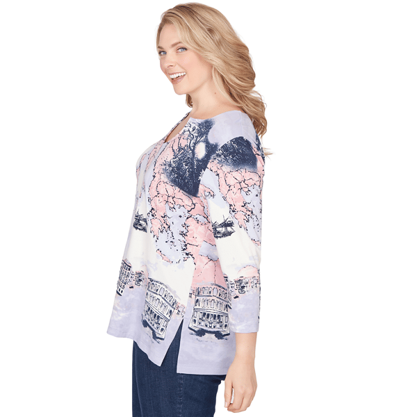 Plus Size Ruby Rd. Jetsetter 3/4 Sleeve Horseshoe Neck Tee